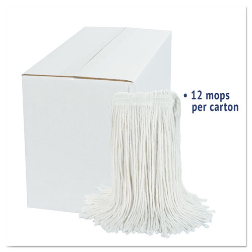 Boardwalk Cut-End Wet Mop Head  Rayon  No  24  White  12 Carton (UNS 2024R)