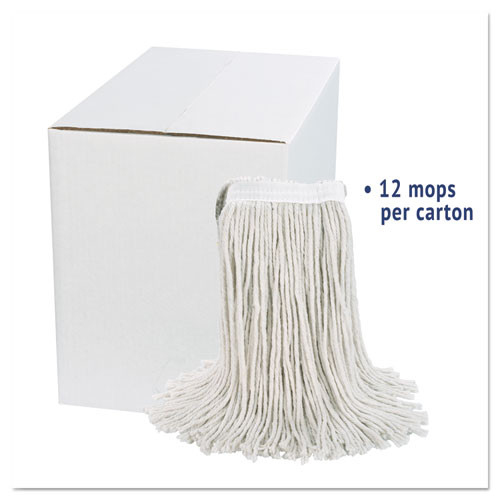 Boardwalk Cut-End Wet Mop Head  Cotton  No  24  White 12 Carton (UNS 2024C)