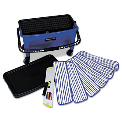 Rubbermaid Commercial Microfiber Floor Finishing System  3 gal  Blue Black White (RCP Q050)