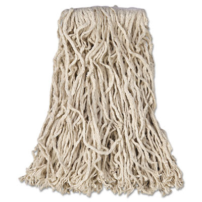 Rubbermaid Commercial Economy Cut-End Cotton Wet Mop Head  16oz  1  Band  White  12 Carton (RCP V116)