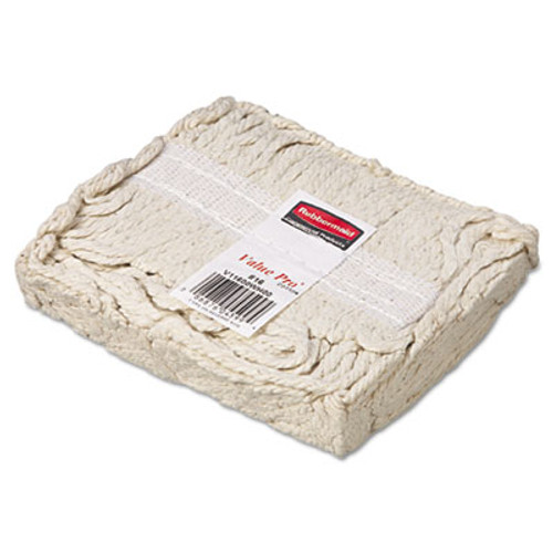 Rubbermaid Commercial Economy Cut-End Cotton Wet Mop Head  16oz  1  Band  White  12 Carton (RCP V116)