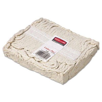 Rubbermaid Commercial Economy Cut-End Cotton Wet Mop Head  16oz  1  Band  White  12 Carton (RCP V116)