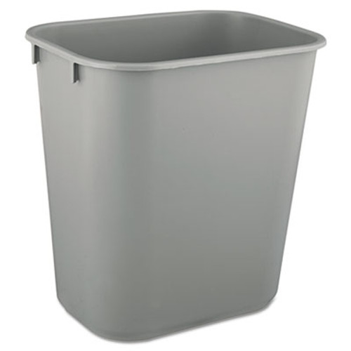 Rubbermaid Commercial Deskside Plastic Wastebasket  Rectangular  3 5 gal  Gray (RCP 2955 GRA)