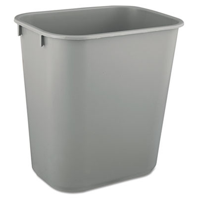 Rubbermaid Commercial Deskside Plastic Wastebasket  Rectangular  3 5 gal  Gray (RCP 2955 GRA)