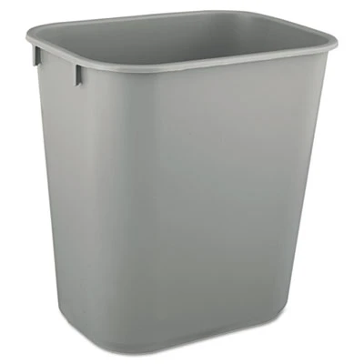 Rubbermaid Commercial Deskside Plastic Wastebasket  Rectangular  3 5 gal  Gray (RCP 2955 GRA)