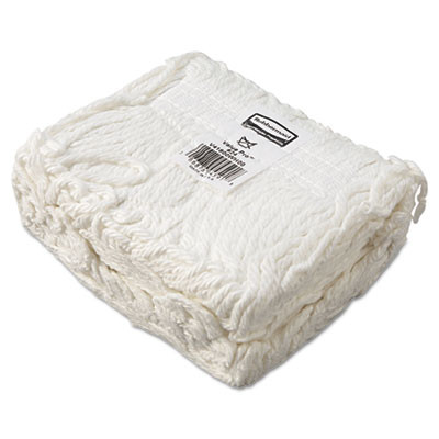 Rubbermaid Commercial Economy Cut-End Rayon Mop Head  24oz  1  Band  White  12 Carton (RCP V418)