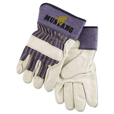MCR Safety Mustang Leather Palm Gloves  Blue Cream  X-Large  Dozen (MPG 1935XL)