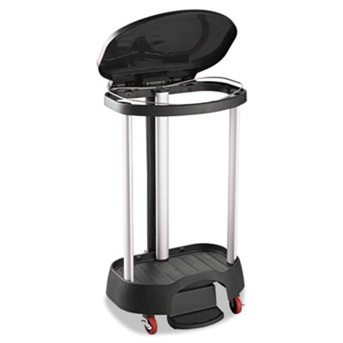 Rubbermaid Commercial Premium Step-On Linen Hamper  30 gal  20 38w x 22 25d x 37 88h  Aluminum Plastic  Black (RCP 6300 BLA)