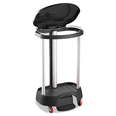 Rubbermaid Commercial Premium Step-On Linen Hamper  30 gal  20 38w x 22 25d x 37 88h  Aluminum Plastic  Black (RCP 6300 BLA)
