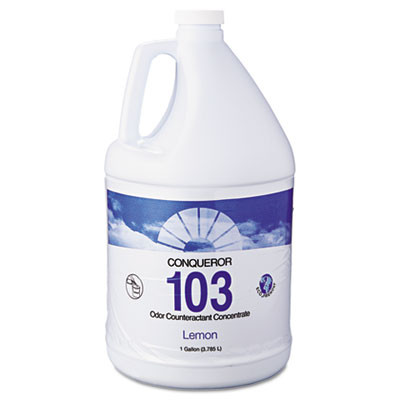 Fresh Products Conqueror 103 Odor Counteractant Concentrate  Lemon  1 gal Bottle  4 Carton (FRS 1-WB-LE)