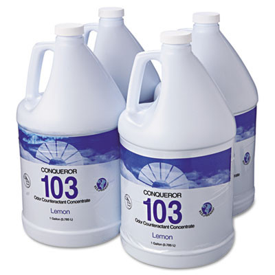 Fresh Products Conqueror 103 Odor Counteractant Concentrate  Lemon  1 gal Bottle  4 Carton (FRS 1-WB-LE)