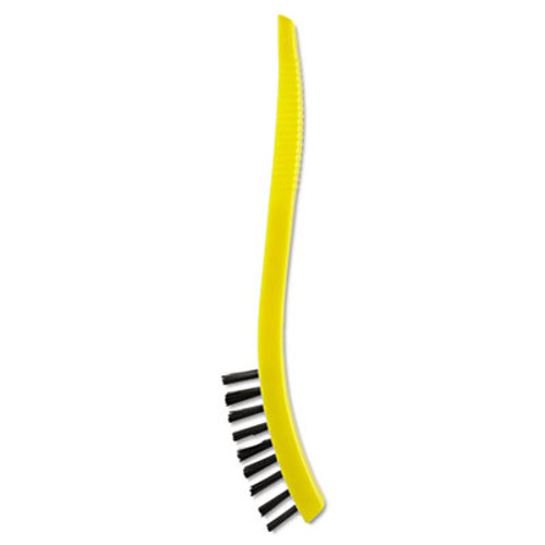 Rubbermaid Commercial Synthetic-Fill Tile   Grout Brush  8 1 2  Long  Yellow Plastic Handle (RCP 9B56 BLA)