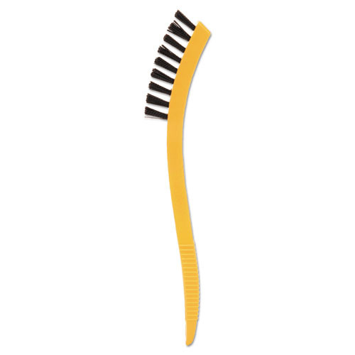 Rubbermaid Commercial Synthetic-Fill Tile   Grout Brush  8 1 2  Long  Yellow Plastic Handle (RCP 9B56 BLA)