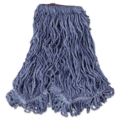 Rubbermaid Commercial Super Stitch Blend Mop Head  Large  Cotton Synthetic  Blue  6 Carton (RCP D213 BLU)