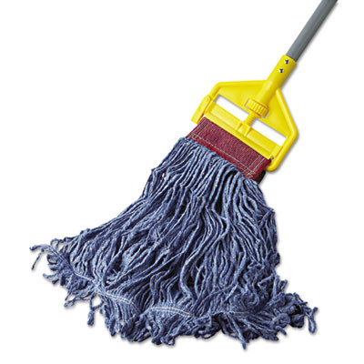 Rubbermaid Commercial Super Stitch Blend Mop Head  Large  Cotton Synthetic  Blue  6 Carton (RCP D253 BLU)