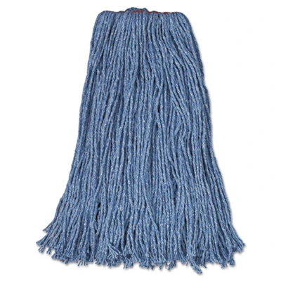 Rubbermaid Commercial Cotton Synthetic Cut-End Blend Mop Head  24 oz  1  Band  Blue  12 Carton (RCP F518-12 BLU)