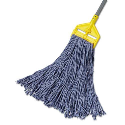 Rubbermaid Commercial Cotton Synthetic Cut-End Blend Mop Head  24 oz  1  Band  Blue  12 Carton (RCP F518-12 BLU)