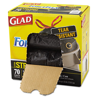 Glad ForceFlexPlus Drawstring Large Trash Bags  30 gal  1 05 mil  30  x 32   Black  70 Box (CLO 70358)