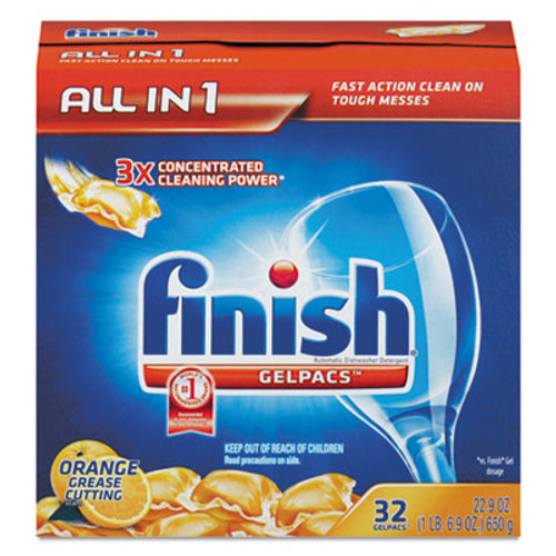 FINISH Dish Detergent Gelpacs  Orange Scent  32 Box (REC 81053)