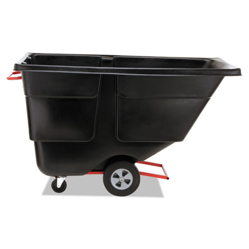 Rubbermaid Commercial Rotomolded Tilt Truck  Rectangular  Plastic  850 lb Capacity  Black (RCP 1314 BLA)
