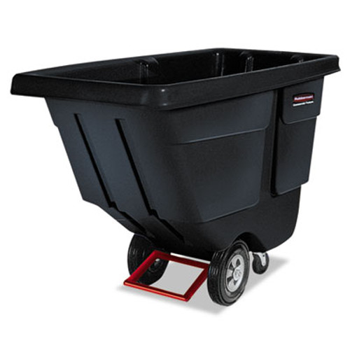 Rubbermaid Commercial Rotomolded Tilt Truck  Rectangular  Plastic  850 lb Capacity  Black (RCP 1314 BLA)