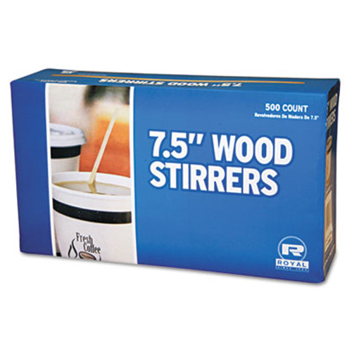 AmerCareRoyal Wood Coffee Stirrers  7 1 2  Long  Woodgrain  500 Stirrers Box  10 Boxes Carton (RPP R825)