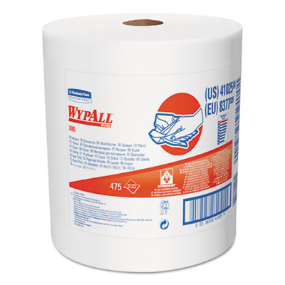 WypAll X80 Cloths with HYDROKNIT  Jumbo Roll  12 1 2w x 13 4 White  475 Roll (KCC 41025)