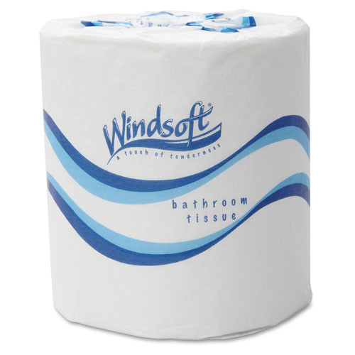 Windsoft Bath Tissue  Septic Safe  2-Ply  White  4 5 x 3  500 Sheets Roll  48 Rolls Carton (WIN 2405)