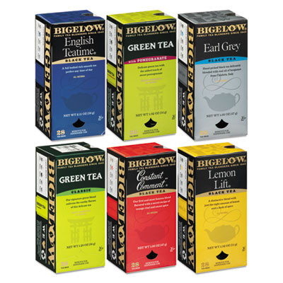Bigelow Assorted Tea Packs  Six Flavors  28 Box  168 Carton (BTC 15577)