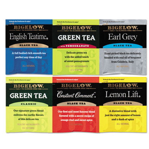 Bigelow Assorted Tea Packs  Six Flavors  28 Box  168 Carton (BTC 15577)