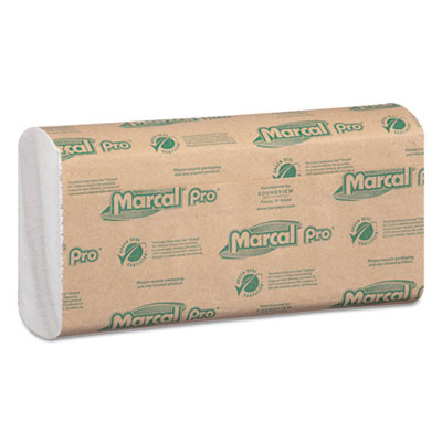 Marcal PRO 100  Recycled Folded Paper Towels  12 7 8x10 1 8 C-Fold  White 150 PK  16 PK CT (MAC P-100B)