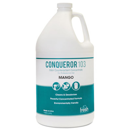 Fresh Products Conqueror 103 Odor Counteractant Concentrate  Mango  1 gal Bottle  4 Carton (FRS 1-WB-MG)