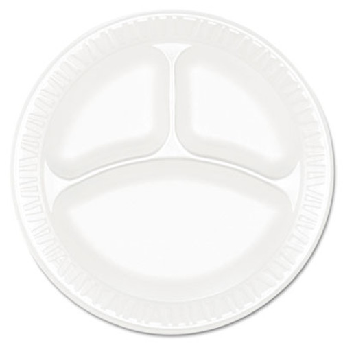 Dart Concorde Foam Plate  3-Comp  9  dia  White  125 Pack  4 Packs Carton (DCC 9CPWCR)