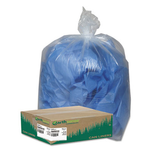 Earthsense Commercial Linear Low Density Clear Recycled Can Liners  45 gal  1 5 mil  40  x 46   Clear  100 Carton (WEB RNW4615C)
