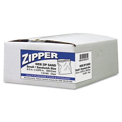 Handi-Bag Recloseable Zipper Seal Sandwich Bags  1 15 mil  6 5  x 5 88   Clear  500 Box (WEB ZIPSAND)