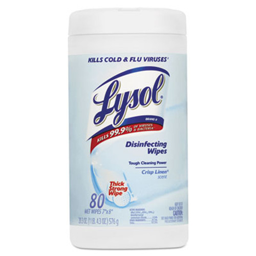 LYSOL Brand Disinfecting Wipes  7 x 8  Crisp Linen  80 Wipes Canister (REC 89346)