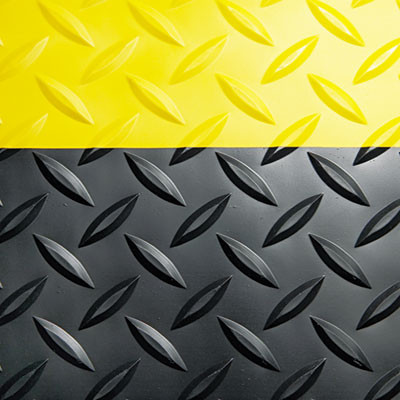 Crown Industrial Deck Plate Anti-Fatigue Mat  Vinyl  24 x 36  Black Yellow Border (CRO CD0023YB)