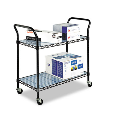 Safco Wire Utility Cart  Two-Shelf  43 75w x 19 25d x 40 5h  Black (SFC 5337BL)
