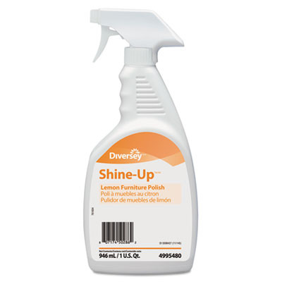 Diversey Shine-Up Furniture Cleaner  Lemon Scent  32 oz  Trigger Spray Bottle  12 Carton (DVO 4995480)