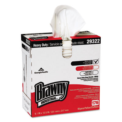 Brawny Industrial Heavyweight HEF Disposable Shop Towels  9x12 5  White  176 Box  10 Box Crtn (GPC 293-22)