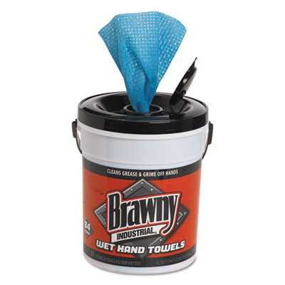 Brawny Industrial Wet Hand Towels  12 1 5  x 8 3 5   1-Ply  Blue  84 Pail  6 Carton (GPC 215-01)