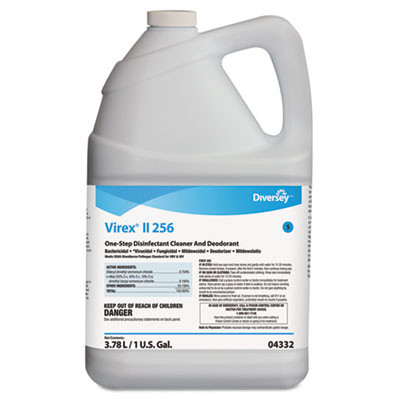 Diversey Virex II 256 One-Step Disinfectant Cleaner Deodorant Mint  1 gal  4 Bottles CT (DVO 04332)