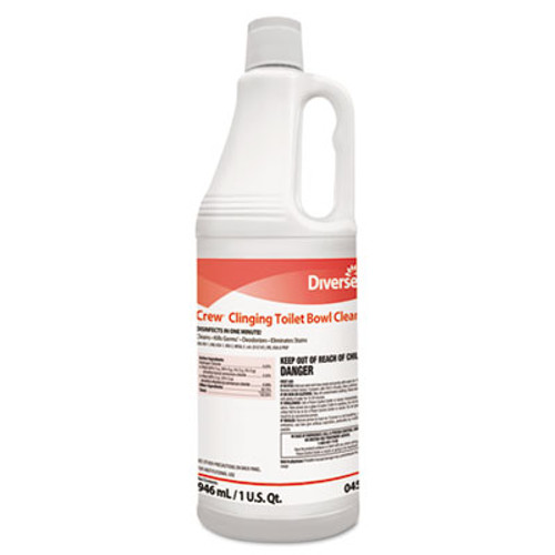 Diversey Crew Clinging Toilet Bowl Cleaner  Floral Scent  Liquid  1 qt  Bottle  12 CT (DVO 04578)