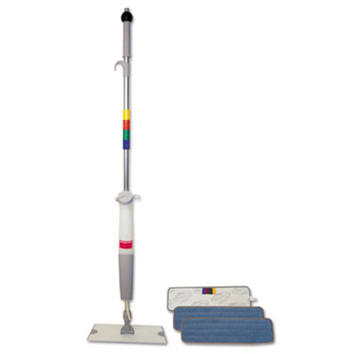 Boardwalk Bucketless Microfiber Mop System  5 x 18 Head  59  Handle  Blue Gray (BWK BWMS-16-MFM)