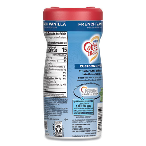 Coffee mate French Vanilla Creamer Powder  15oz Plastic Bottle (NES 35775CT)