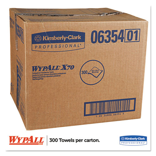 WypAll X70 Wipers  12 1 2 x 23 1 2  Red  300 Box (KCC 06354)