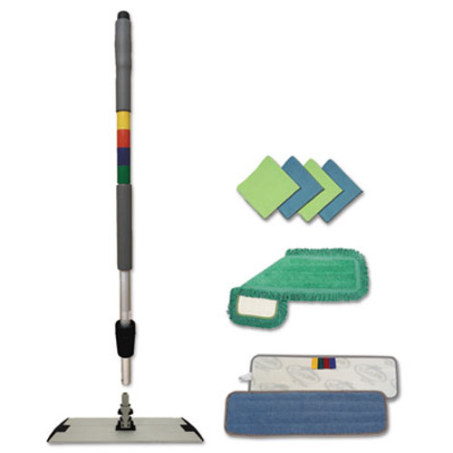 Boardwalk Microfiber Mopping Kit  18  Mop Head  35-60 Handle  Blue Green Gray (BWK MFKIT)