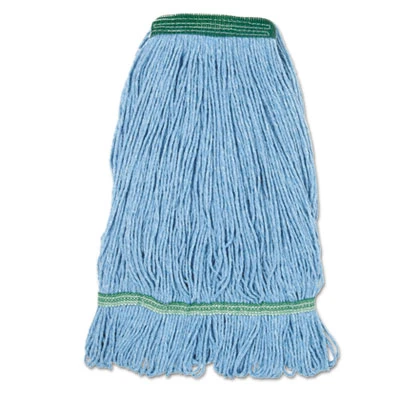 Boardwalk Super Loop Wet Mop Head  Cotton Synthetic Fiber  1  Headband  Medium Size  Blue  12 Carton (BWK 502BLNBCT)
