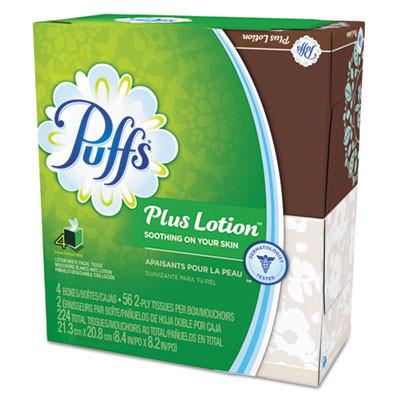 Puffs Plus Lotion Facial Tissue  1-Ply  White  56 Sheets Box  24 Boxes Carton (PGC 34899)