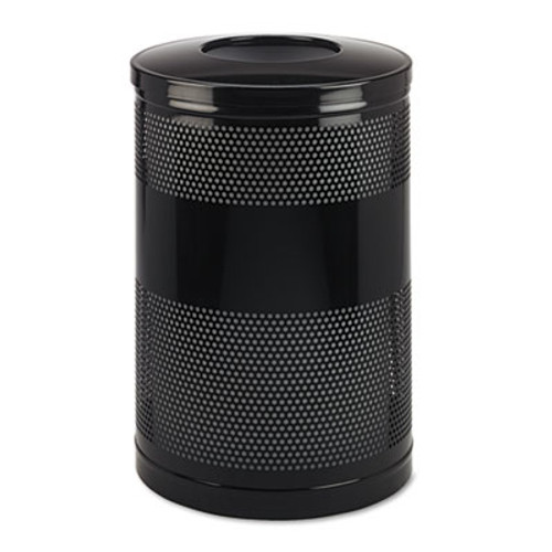 Rubbermaid Commercial Classics Perforated Open Top Receptacle  Round  Steel  51 gal  Black (RCP S55ETBK)